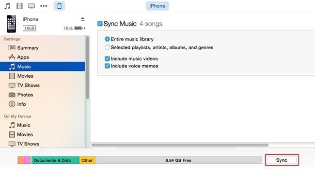 sync data with iTunes