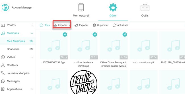 tranférer la musique vers iphone via ApowerManager