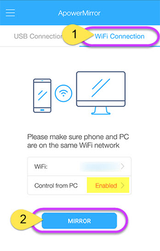 ApowerMirror via WiFi