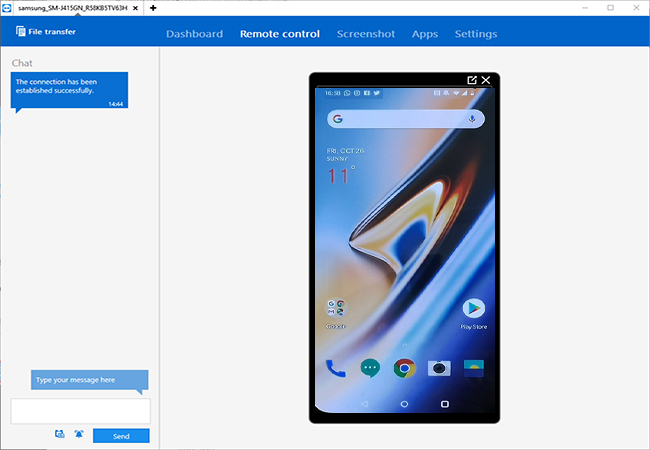 use teamviewer app to mirror oneplus 6t to computer