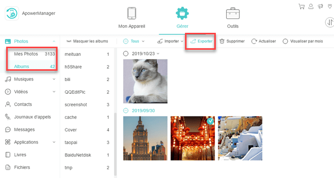 exporter les photos iPhone vers PC via ApowerManager 