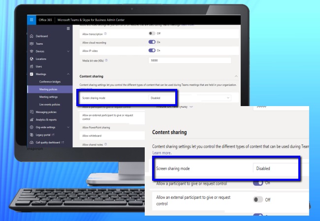 Microsoft Teams screen sharing disabled