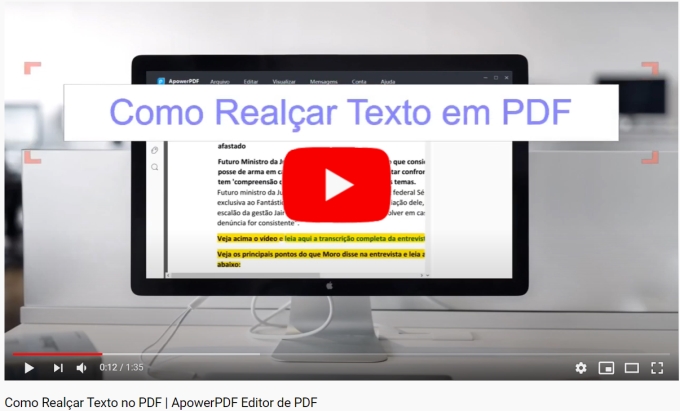 como realçar texto em pdf