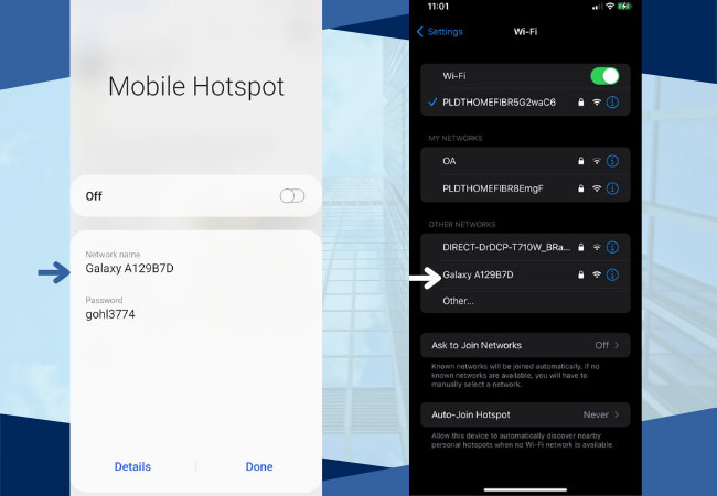 ios mobile hotspot connected to android