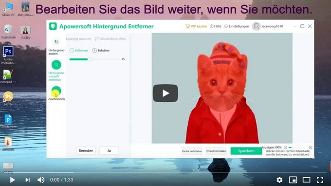 Videoanleitung um Bild Hintergrund weiß zu machen