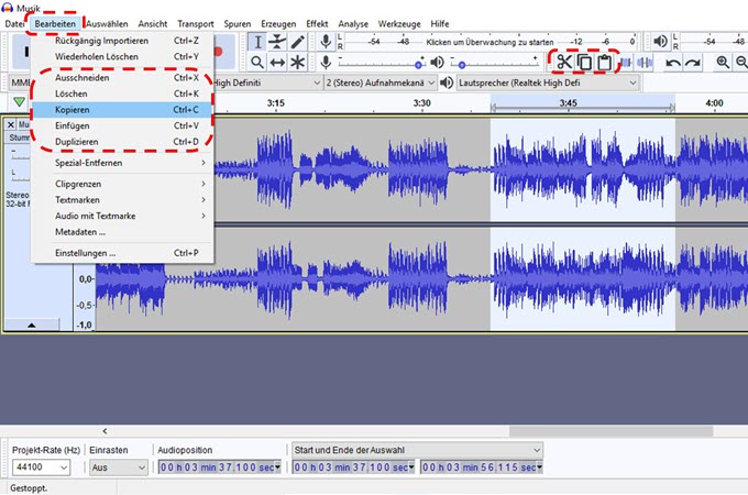 Tondateien via Audacity schneiden