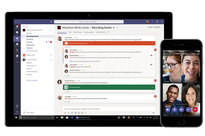 eine Microsoft Teams Konferenz auf dem Mobilgerät beginnen