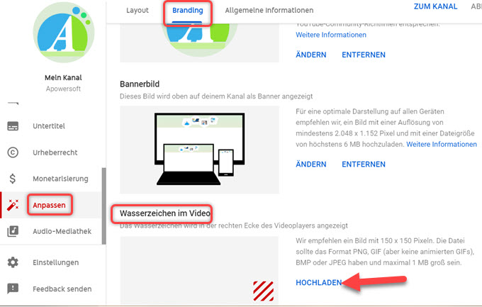 Wasserzeichen direkt mit YouTube in Videos einfügen