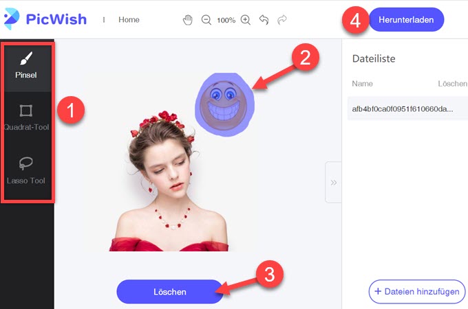 Smiley mit PicWish aus Bildern entfernen