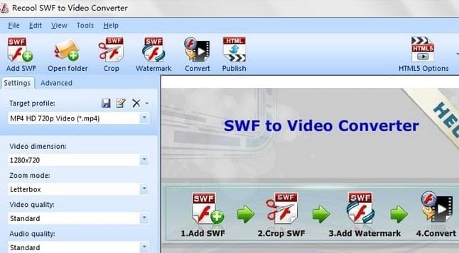 Convertidor gratuito de SWF a AVI Recool