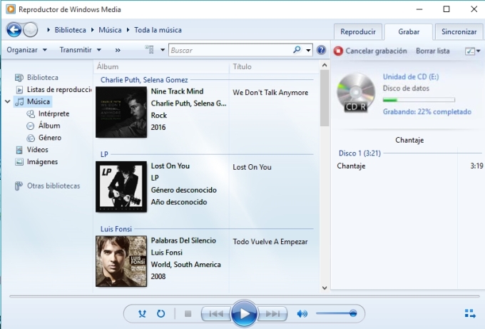 copiar música en un cd