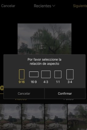 cambiar el tamaño de un video en iPhone