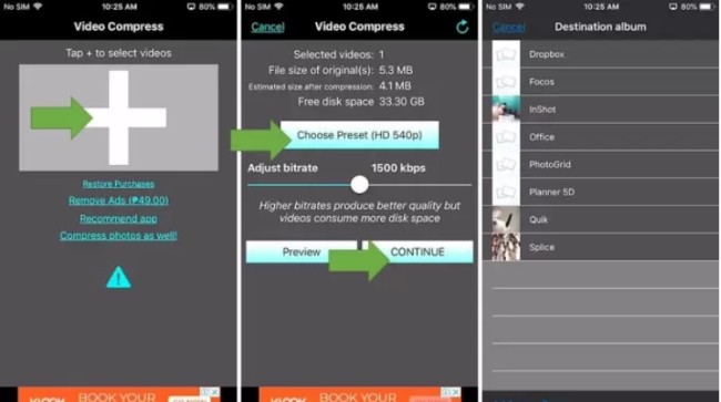 cambiar el tamaño de un video en iPhone