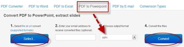 Convertir un fichier PDF en PPTX en utilisant freepdfconvert.com