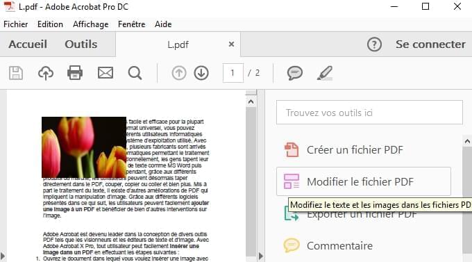 insérer une image avec Adobe