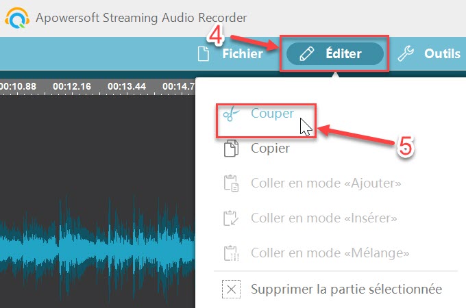 éditer et couper le fichier mp3 avec audiostreamingrecorder