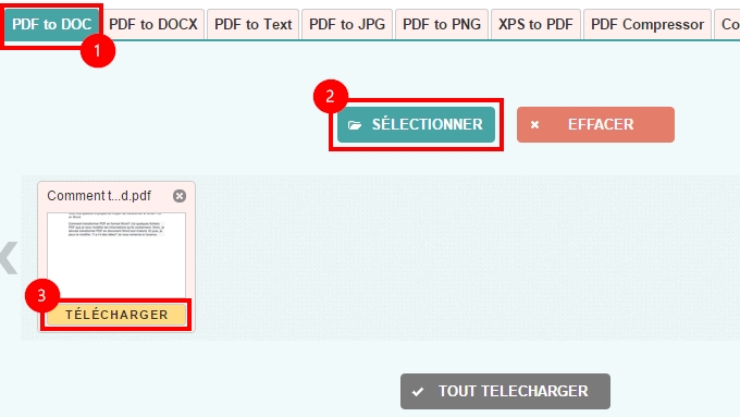 transformer pdf en word via pdf2doc