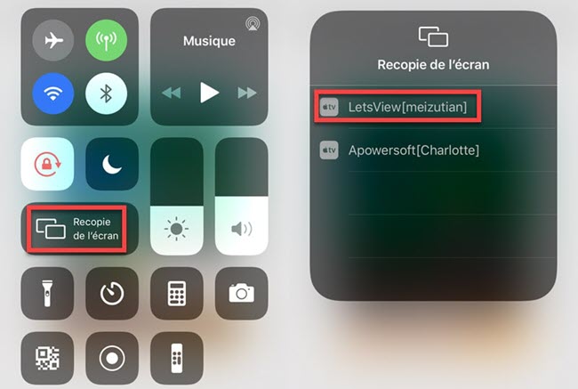 recopie de l'écran sur iOS