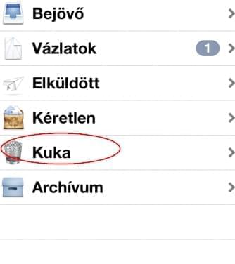 e-mail törlése az iPhone Mail appjában
