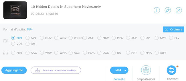 convertire un M4V in MP4
