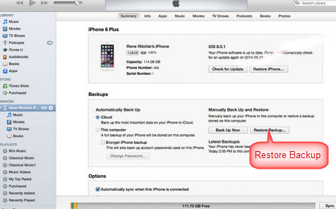 restore iPhone 6/6 Plus with iTunes