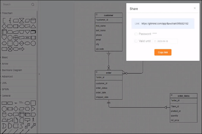 export er diagram and share link