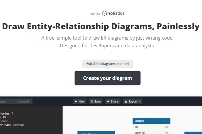 DBdiagram interface