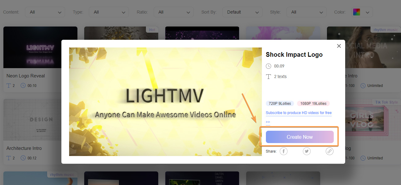 1. create your video task on LightMV