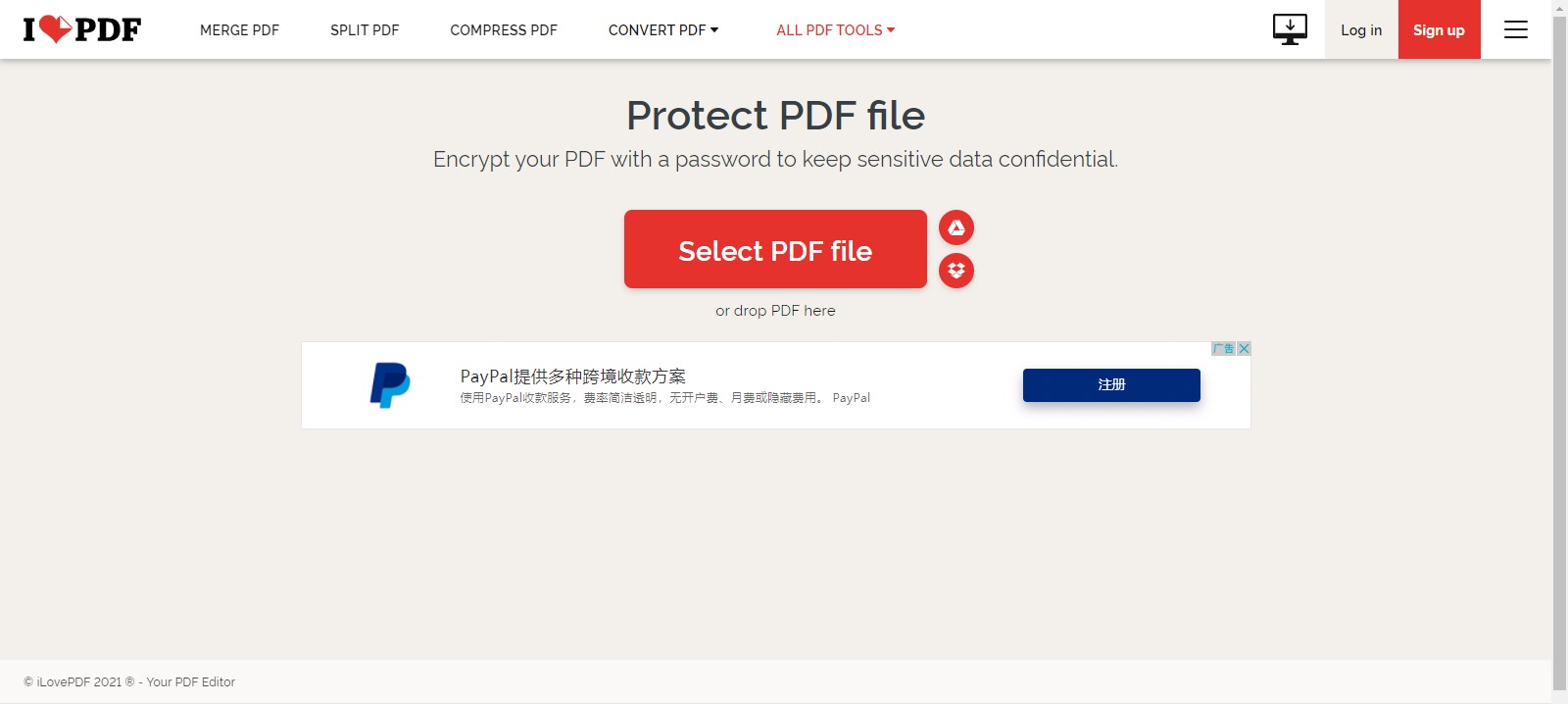 ilovepdf protection page