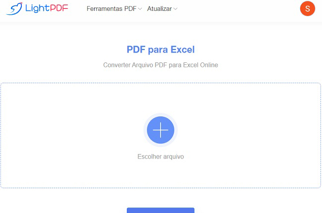 lightpdf carregar inserir excel