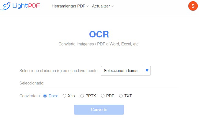 lightpdf ocr insertar pdf excel