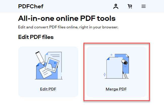 PDFChef merge PDF function