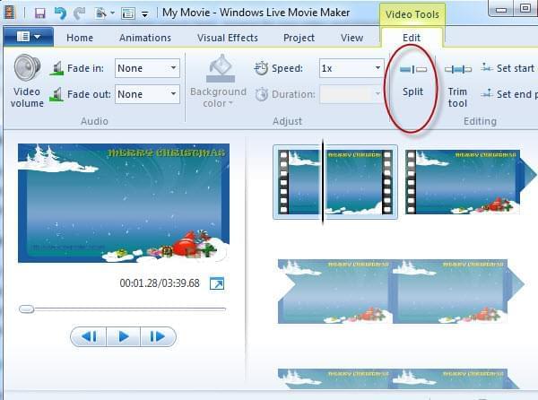 cut video with live movie maker