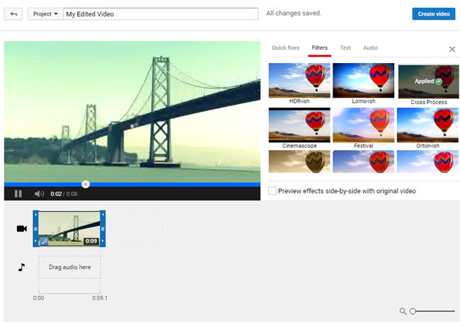 YouTube video editor