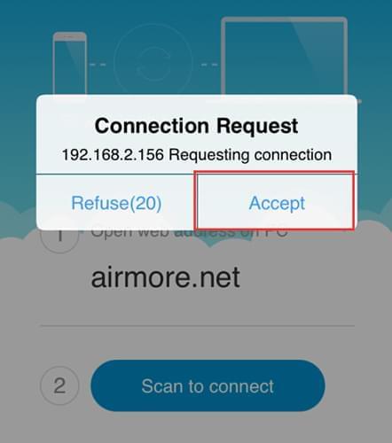accept on iPhone
