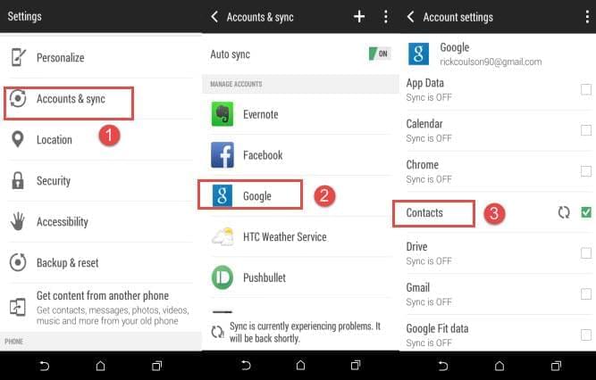 Android contacts sync