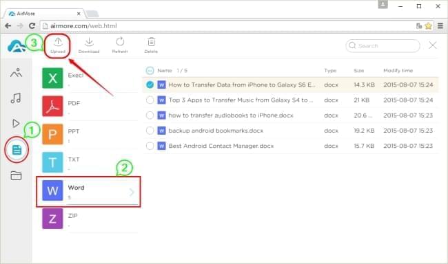 Upload Word with AirMore