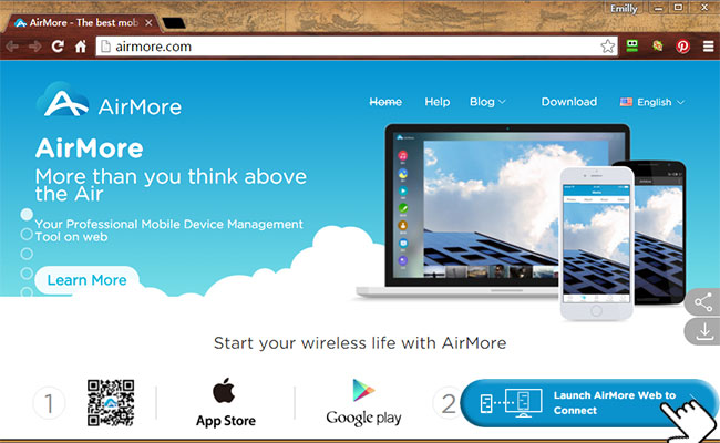 AirMore Web page