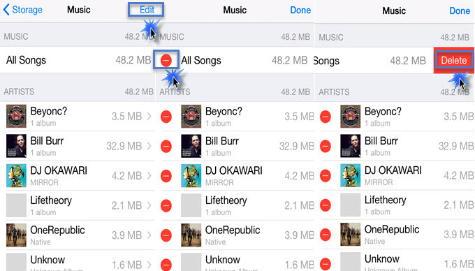 delete songs off iPhone directly