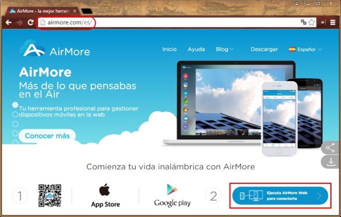Inicie la AirMore Web