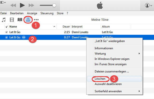 Klingeltöne mit iTunes entfernen