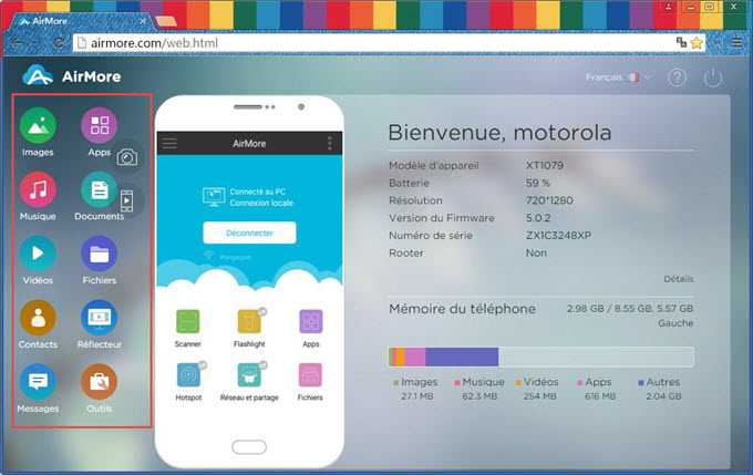Android sur AirMore
