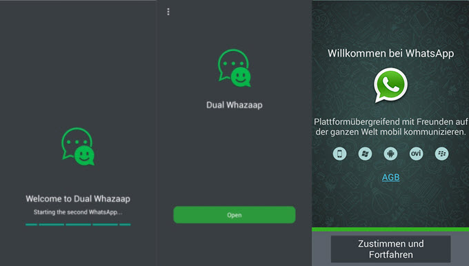2 Whatsapp Konten auf einem Handy