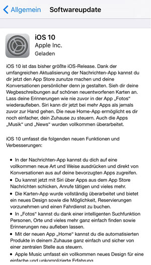 iOS 10 laden