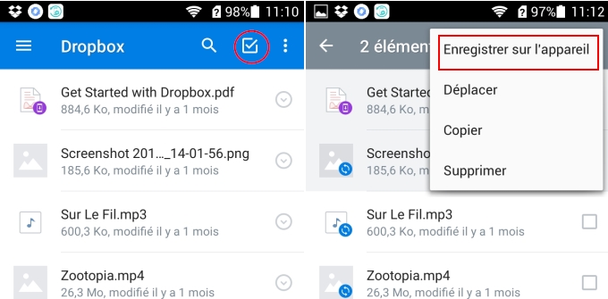 Sauvegarder les fichiers Android