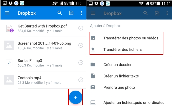 Uploader les fichiers Android