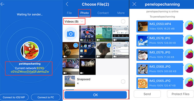 iPhone Videos mit SHAREit auf Android senden