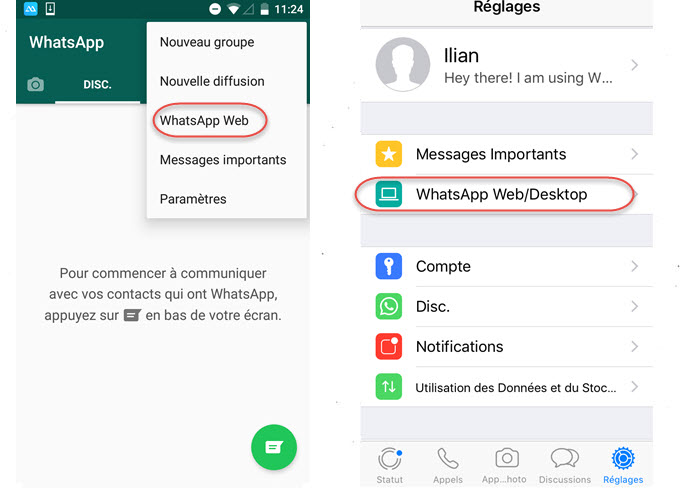 WhatsApp sur Android et iPhone