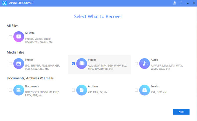 Restore video with ApowerRecover
