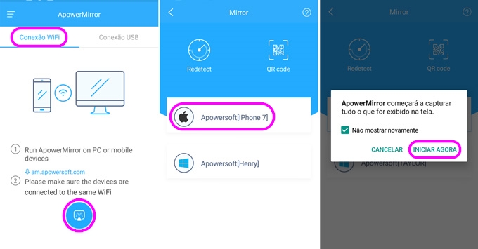 Espelhar o Android no iOS com ApowerMirror